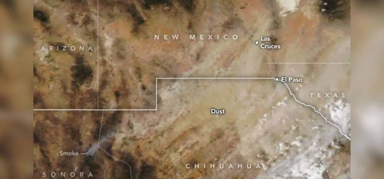 Satélite de la Nasa capta tormenta de arena en Chihuahua, es una de las temporadas con más polvo desde 1930 Satélite de la Nasa capta tormenta de arena en Chihuahua, es una de las temporadas con más polvo desde 1930